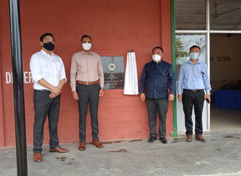 Dimapur DC Rajesh Soundararajan and NSAMB officials after inaugurating the Dryer, Washer, Slicer Machines in Dimapur on May 4. (Morung Photo)